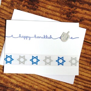 Chanoekakaart l Davidster l Dreidel l Blauw en wit l Blanco binnenkant l Uniek l Gratis verzending