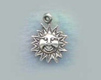 Smiling Sun Solar Charm Sterling Silver Celestial Jewelry   CELE032