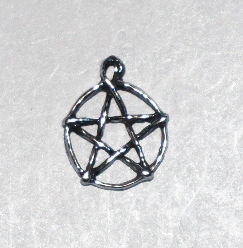 Small Sterling Silver Pentacle Pentagram Wiccan Jewelry Charm Pent156 image 1