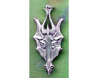 Large Sterling Silver Magnificent VIKING DRAGON Pendant FAN002