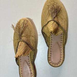 Handmade Moroccan Raffia slipper | Natural Woven Slides | Moroccan Gift raffia mules | gift for girlfriend | Sandals for Women