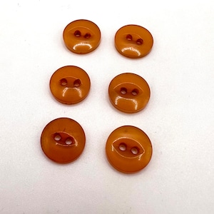 May include: Six brown plastic buttons with two holes each.