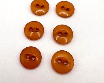 Vintage Matching Set of Six (6) Bakelite Transparent Butterscotch Buttons, Transparent Two Hole Matching Button, 1920’s Antique Buttons