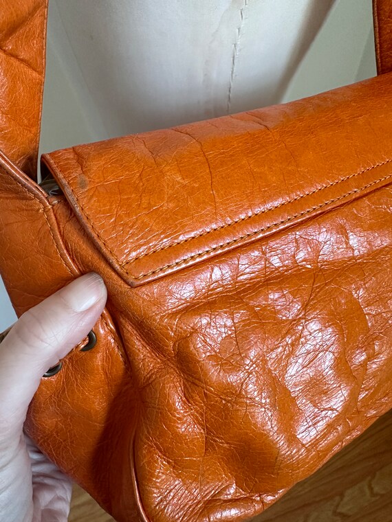 Vintage Francesco Biasia Orange Leather Shoulder … - image 5