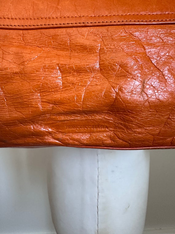 Vintage Francesco Biasia Orange Leather Shoulder … - image 6