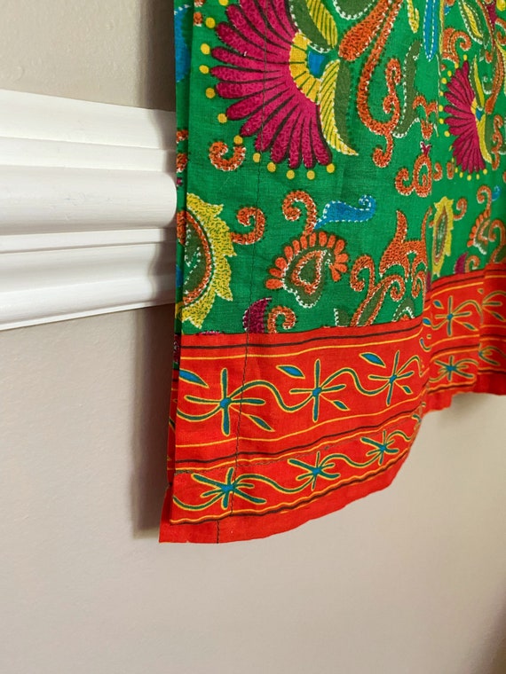 Vintage Cotton Tunic - 1970s Kaftan Dress, Bright… - image 5