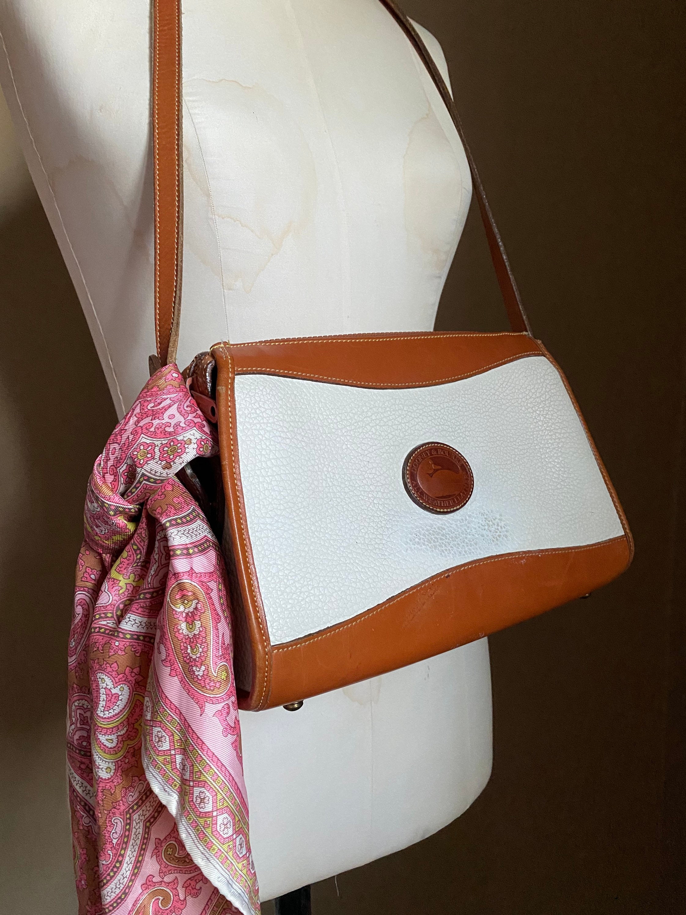 Vintage Dooney Bourke Carrier Style Shoulder Bag British Tan