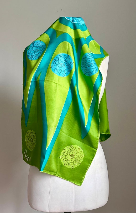 Vintage Vera Neumann Silk Oblong Scarf - Green and