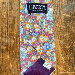 Vintage Liberty of London Cotton Neck Tie Pink Orange Periwinkle Blue Floral Necktie, Vintage Wedding, Special Tie or Gift Unique image 3