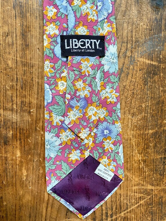Vintage Liberty of London Cotton Neck Tie - Pink … - image 3