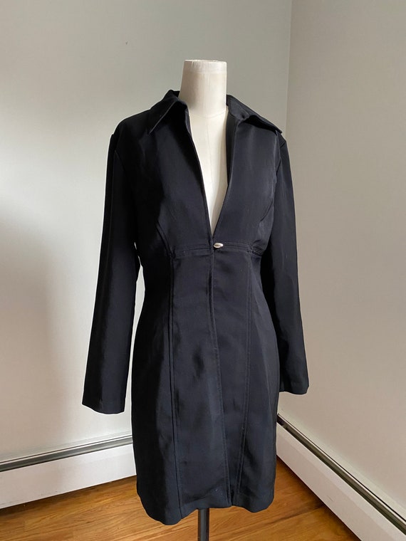 Vintage Breakin Loose Black Lightweight Coat or Blazer - 1980’s Single Button Structured Collared Trench, Classic Tailored Style 80’s Small