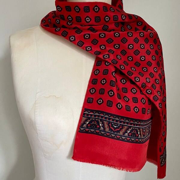Foulard Oscar De La Renta 100% Soie Vintage - Occasion Bon état, Multicolore Géométrique