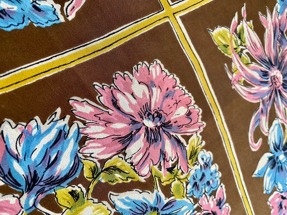 Vintage 1950’s Floral Silk Scarf - Huge Size, Win… - image 8