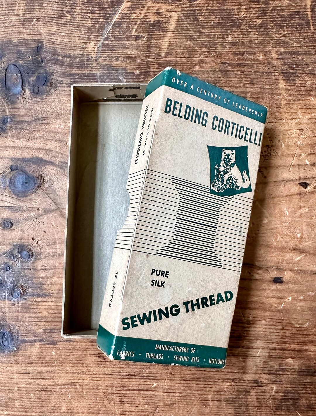 Antique Thread Box - Belding Corticelli Tan and Green Vintage Notion ...