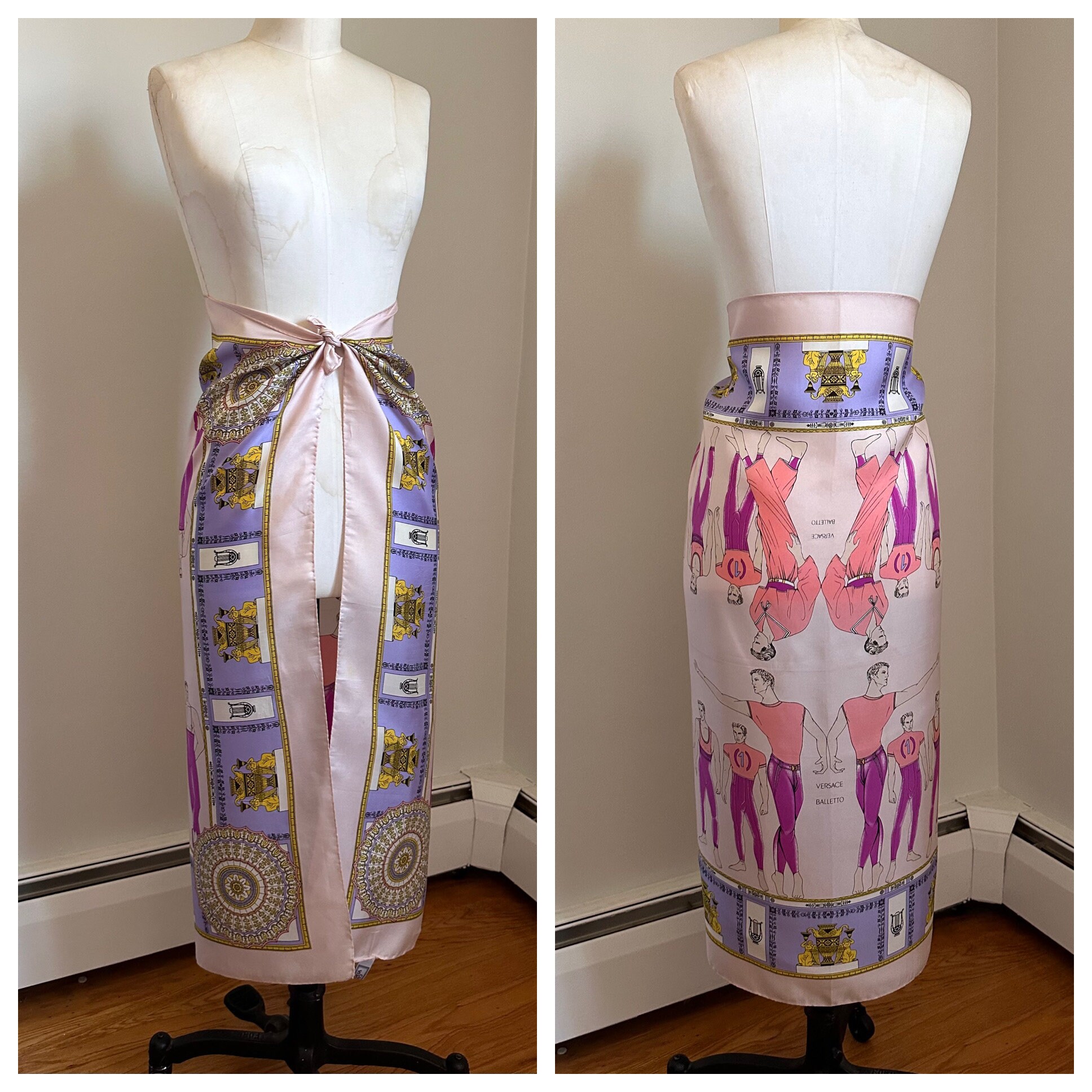 Vintage Gianni Versace Silk Balletto Scarf, Pink and Purple