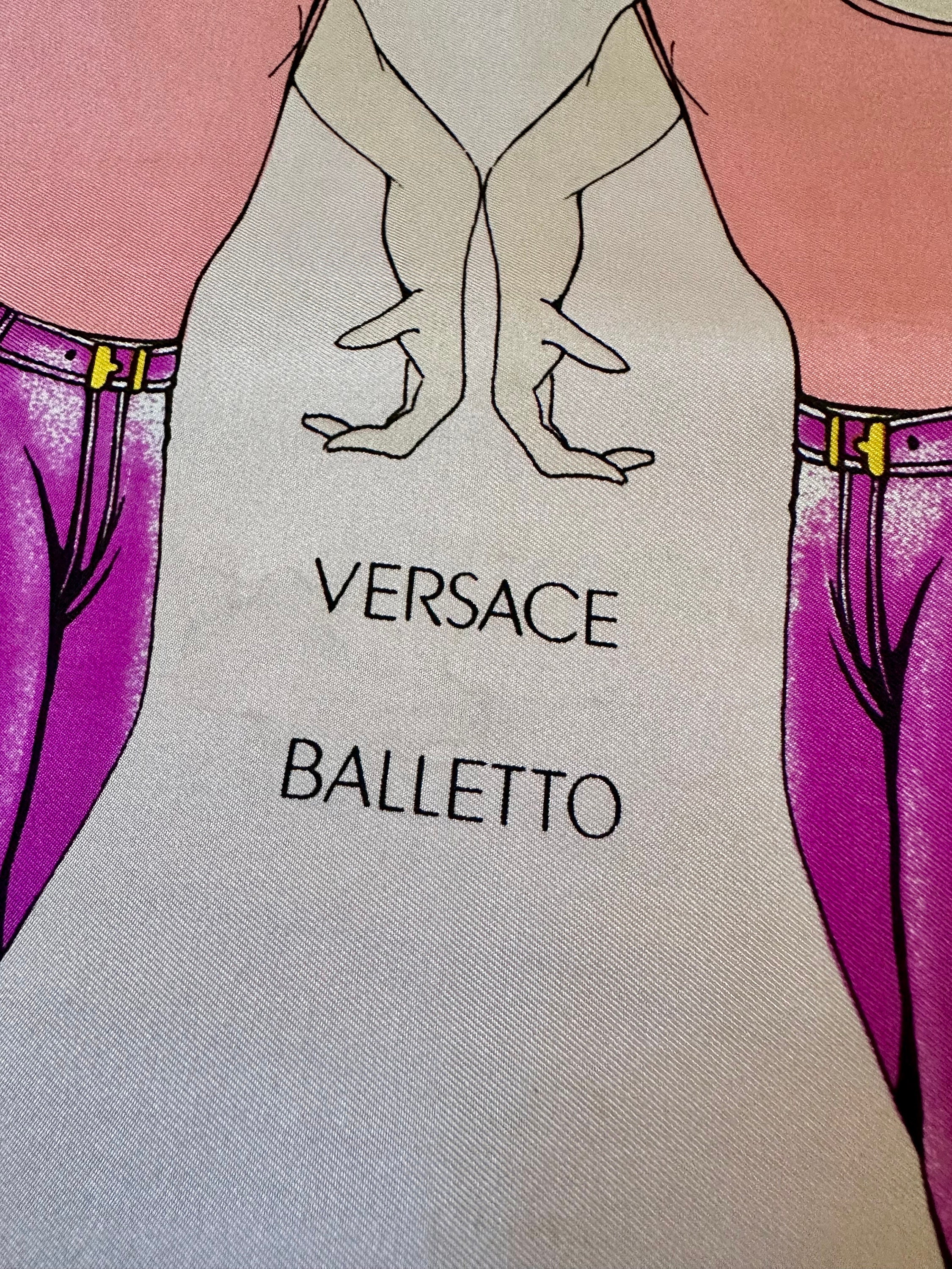 Vintage Gianni Versace Silk Balletto Scarf, Pink and Purple