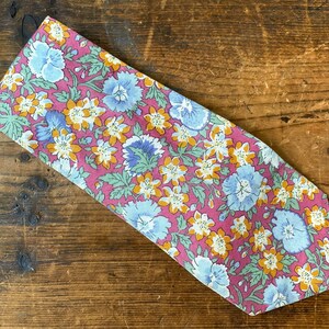 Vintage Liberty of London Cotton Neck Tie Pink Orange Periwinkle Blue Floral Necktie, Vintage Wedding, Special Tie or Gift Unique image 1