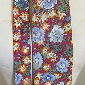 Vintage Liberty of London Cotton Neck Tie Pink Orange Periwinkle Blue Floral Necktie, Vintage Wedding, Special Tie or Gift Unique image 6