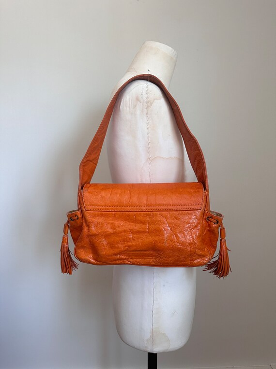Vintage Francesco Biasia Orange Leather Shoulder … - image 4