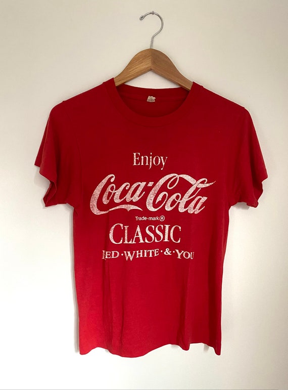 Vintage 1970’s Coca Cola Red T-Shirt - Red White … - image 2