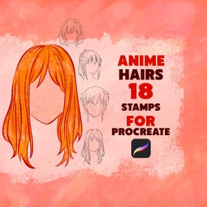 Anime Hair Procreate Brush Pack Manga Hairstyle Drawing Set Digital Hair Art Brushes Kawaii Character Hair Tools for Procreate