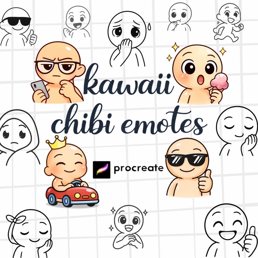 Kawaii Chibi Emotes Procreate Brush Stamps (digital Download) - Etsy