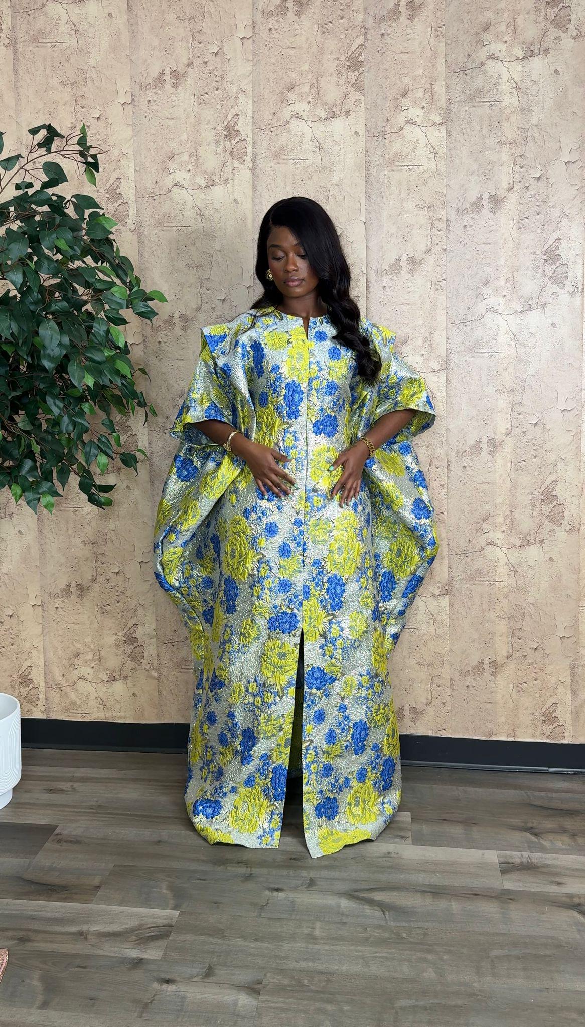 Abito Kaftano Africano Di Lusso In Cotone Oro Rosa - Abito Da Cerimonia Nigeriano Owanbe