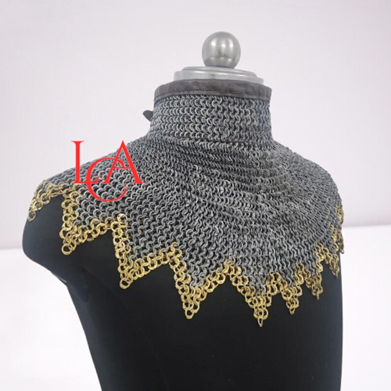 Chainmail Collar Brass Edge, Zigzak Brass Line LARP Reenactment Neck ...
