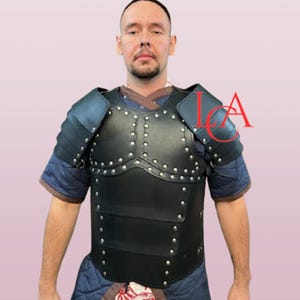 Premium Leather Warrior Armor - Black Leather Larp Cosplay Costume