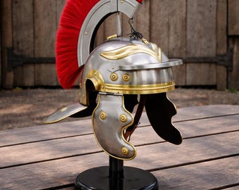 Roman Centurion Helmet Red Plume With Free Display Stand , Easter Day Gift