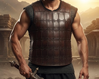 Men's Leather Viking Armor, Cosplay Body Piece Easter Day