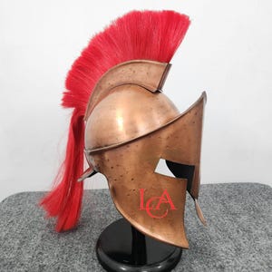 Spartan King Leonidas Helmet: 300 Movie Replica, Red Plume