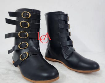 Viking Long Boots, Viking Events shoes, Medieval High leather boots - Easter Gifts