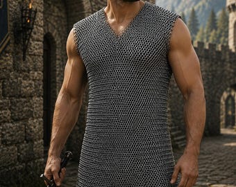 Aluminum Chainmail Haubergeon – Butted 16 Gauge Medieval LARP Armor Shirt