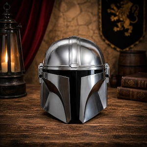 Mandalorian Helmet | Silver Sci-Fi Armor Helmet | Cosplay Wearable Helmet