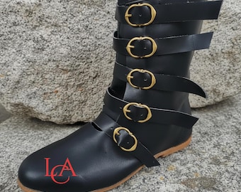 Leren Vikinglaarzen - Ren Fair middeleeuwse kostuumschoenen voor Paascadeau