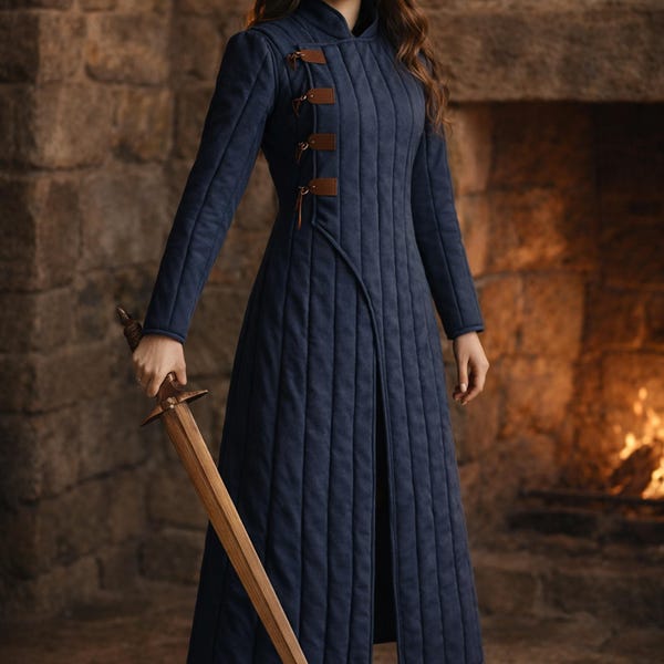 Mittelalterlicher Gambeson aus Baumwolle: Wattierte Kleidung Handgemachte Gambeson Aketon Wikinger Jacke, Geschenke zum Vatertag
