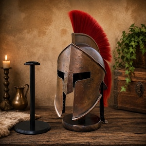 Crimson Hoplite Helm – Ancient Greek Warrior Helmet with Red Crest