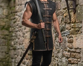 Aluminum Flat Riveted Chainmail Shirt – Medieval LARP Hauberk Armor, Lightweight Cosplay Reenactment