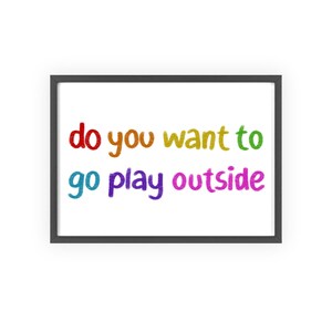 Colorful Playful Outdoorsy Poster with Wooden Frame, Child&#39;s Room Decor, Kids Wall Art, Playtime Gift, Bright Home Accent