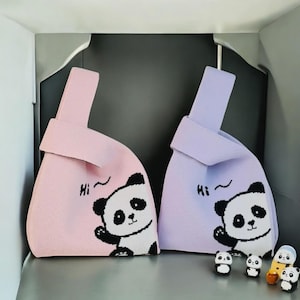 Lindo bolso de muñeca de panda de ganchillo hecho a mano / Clutch de animal para estudiantes y regalo para ella