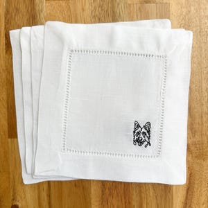German Shepherd Cocktail Napkin German Shepherd Embroidered Linen Napkin Custom Dog Gift Napkin Dog Lover Gift Hostess Dog Gift Housewarming