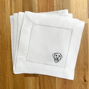 Labrador Embroidered Cocktail Napkins Custom Labrador Lover Gift Embroidered Hostess Gift Housewarming Gift Custom Dog Decor Gift Bar Decor