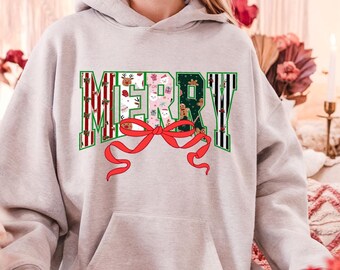 レトロなメリークリスマスパーカー：コケットガーリーホリデースウェットシャツ