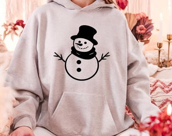 Snowman Hoodie, Cute Winter Snowman Sweatshirt, Cozy Holiday Pullover, Christmas Hoodie Gift, Winter Aesthetic Hoodie, Christmas gift