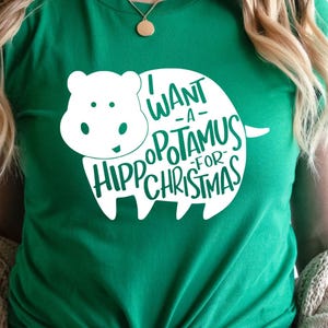 Camiseta engraçada de hipopótamo natalino: camiseta de animal natalino