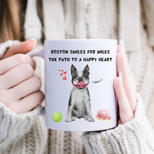 Boston Terrier Smiles Coffee Mug, Boston Terrier Gifts, Boston Terrier Mom, Boston Terrier Dad, Boston Terrier Decor