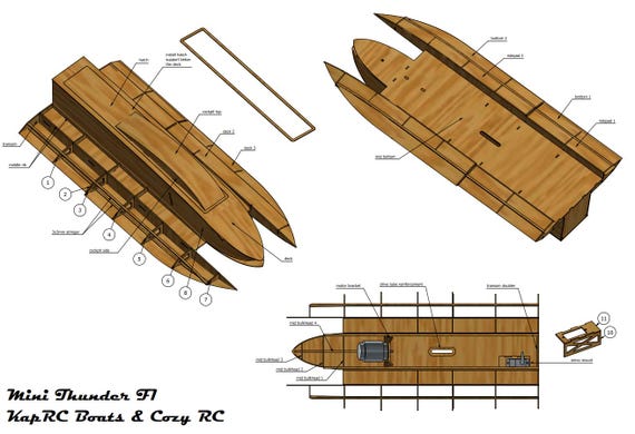 Mini Thunder F1 Powerboat RC Boat Plan – Lasercut and PDF Files