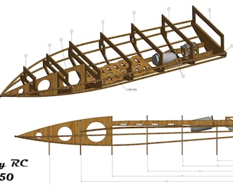Cozy RC M950 RC-Schnellboot – Baupläne aus Holz. PDF und lbrn2 für Laserschnitt oder Handarbeit.
