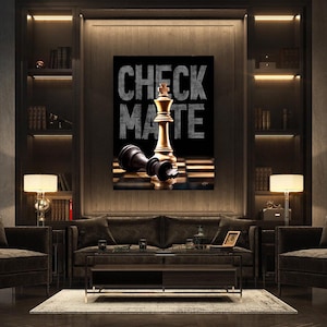 Chess Canvas Art Print Checkmate Wall Decor for Chess Lovers